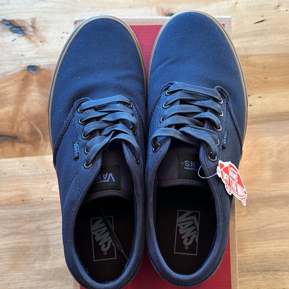 Vans Men's Dark Canvas Sneakers with Brown Soles - Picture 3 of 6